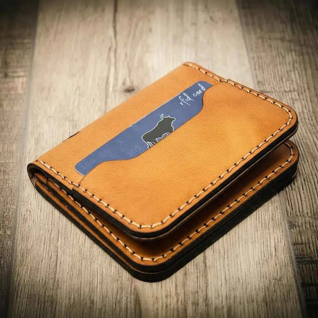 Minimalist Badge Wallet - Saddle Tan Bull Sheath Leather