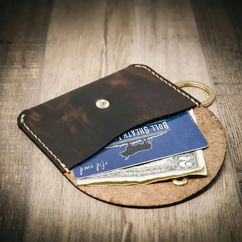 The Richmond Leather Keychain Wallet in Walnut Brown Bull Sheath Leather
