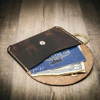The Richmond Leather Keychain Wallet in Walnut Brown Bull Sheath Leather