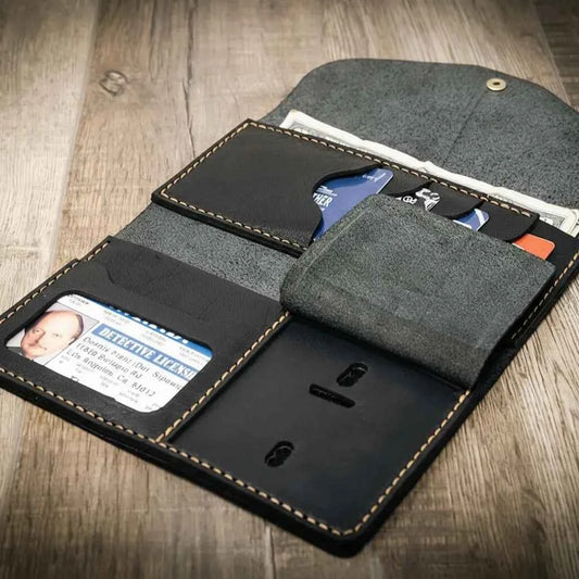 Badge Clutch Wallet - Black Bull Sheath Leather