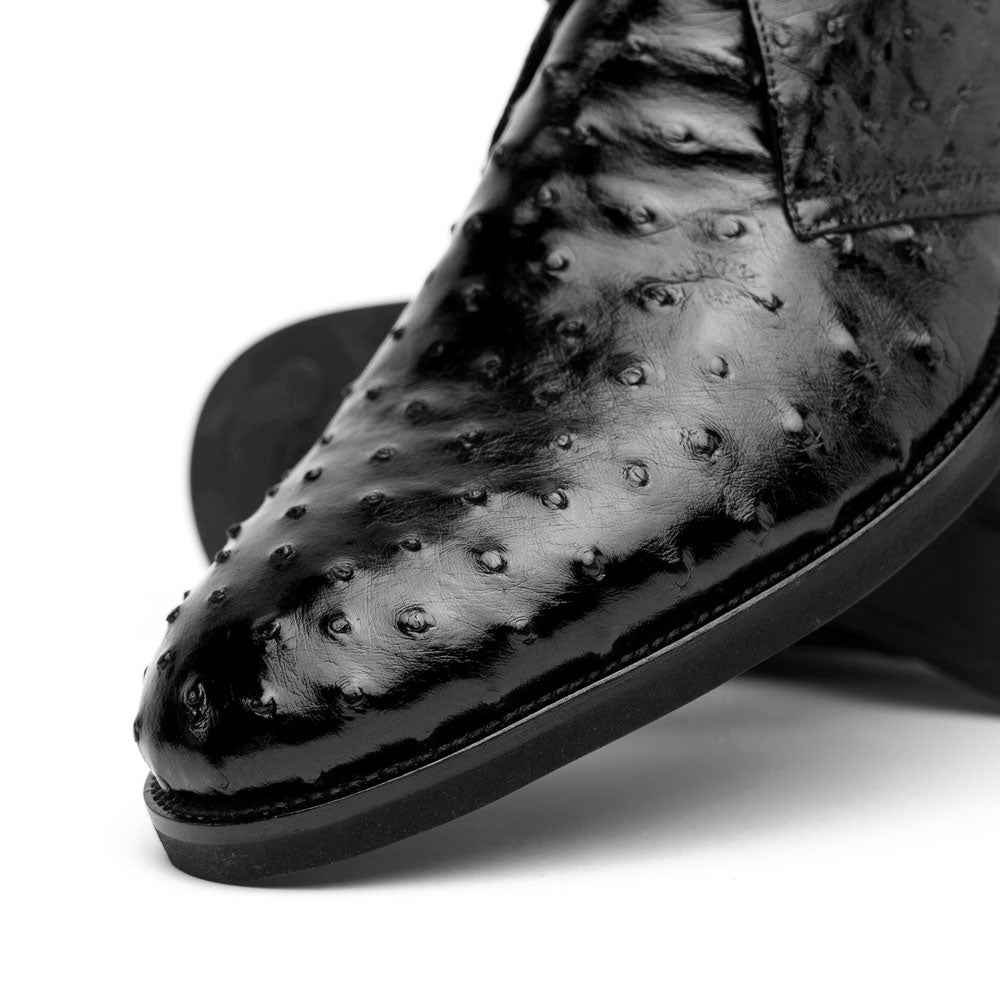 43-594-BLK MARCO Ostrich Quill Chukka Boot, Black Zelli Italia