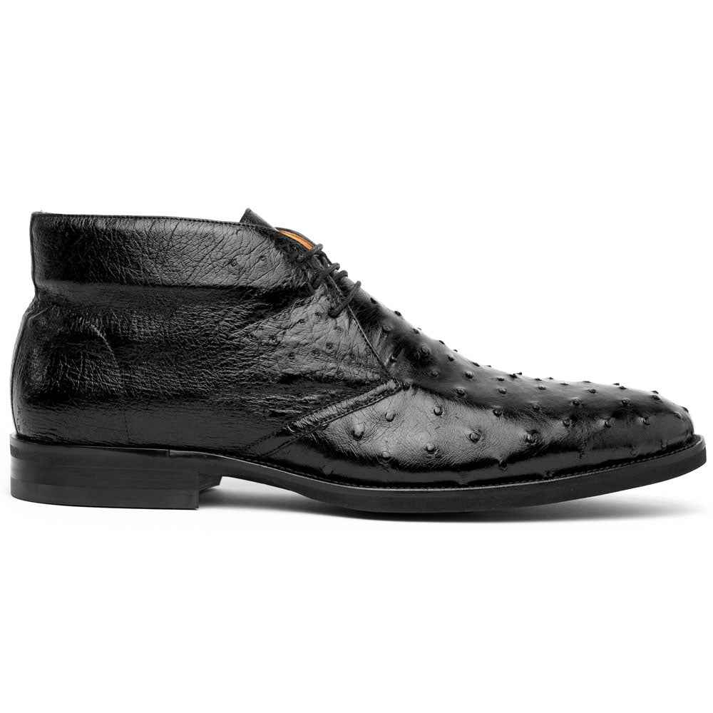 43-594-BLK MARCO Ostrich Quill Chukka Boot, Black Zelli Italia