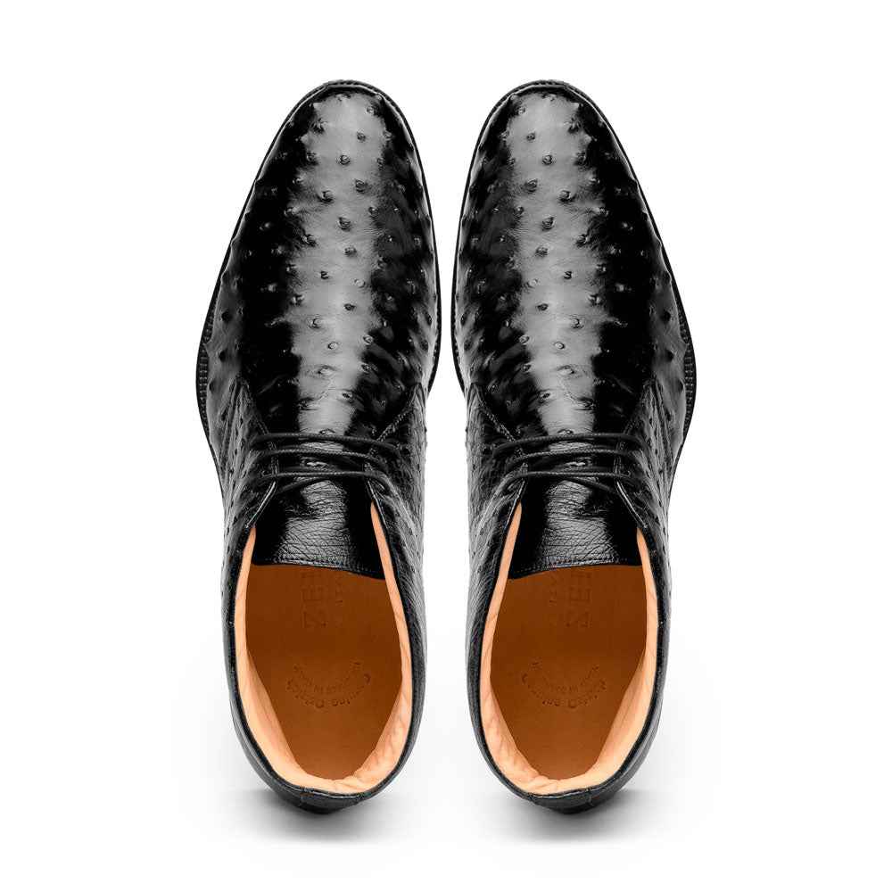43-594-BLK MARCO Ostrich Quill Chukka Boot, Black Zelli Italia