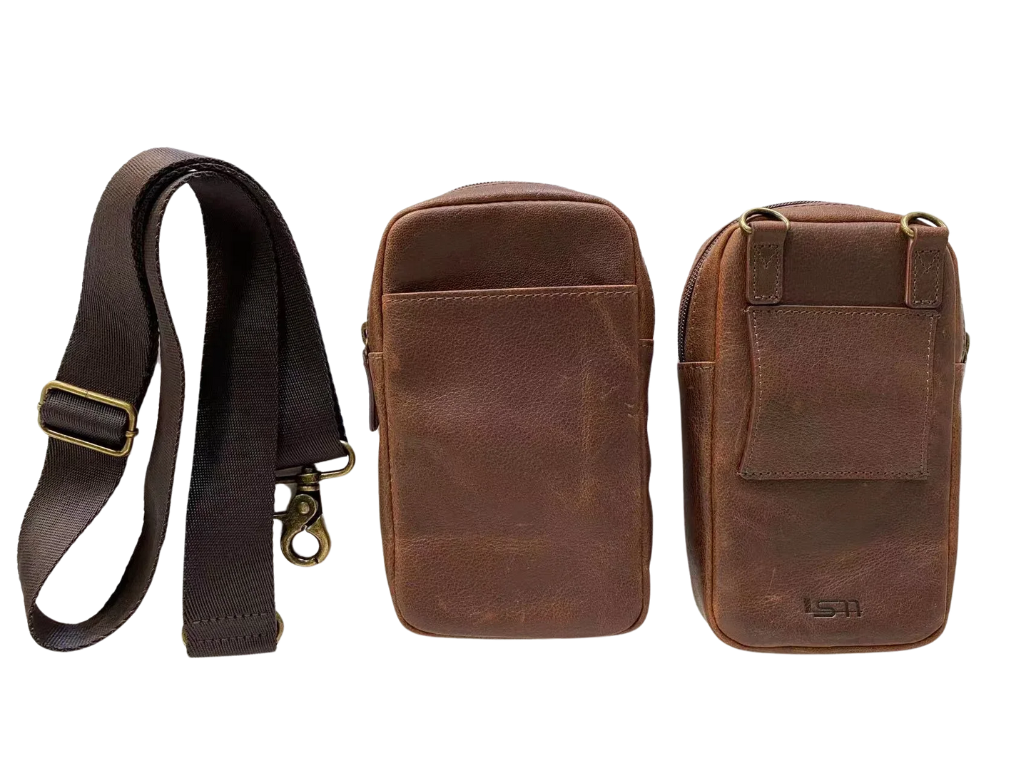 Cambridge Full-Grain Leather Crossbody Phone Bag MiamiLeathers.com