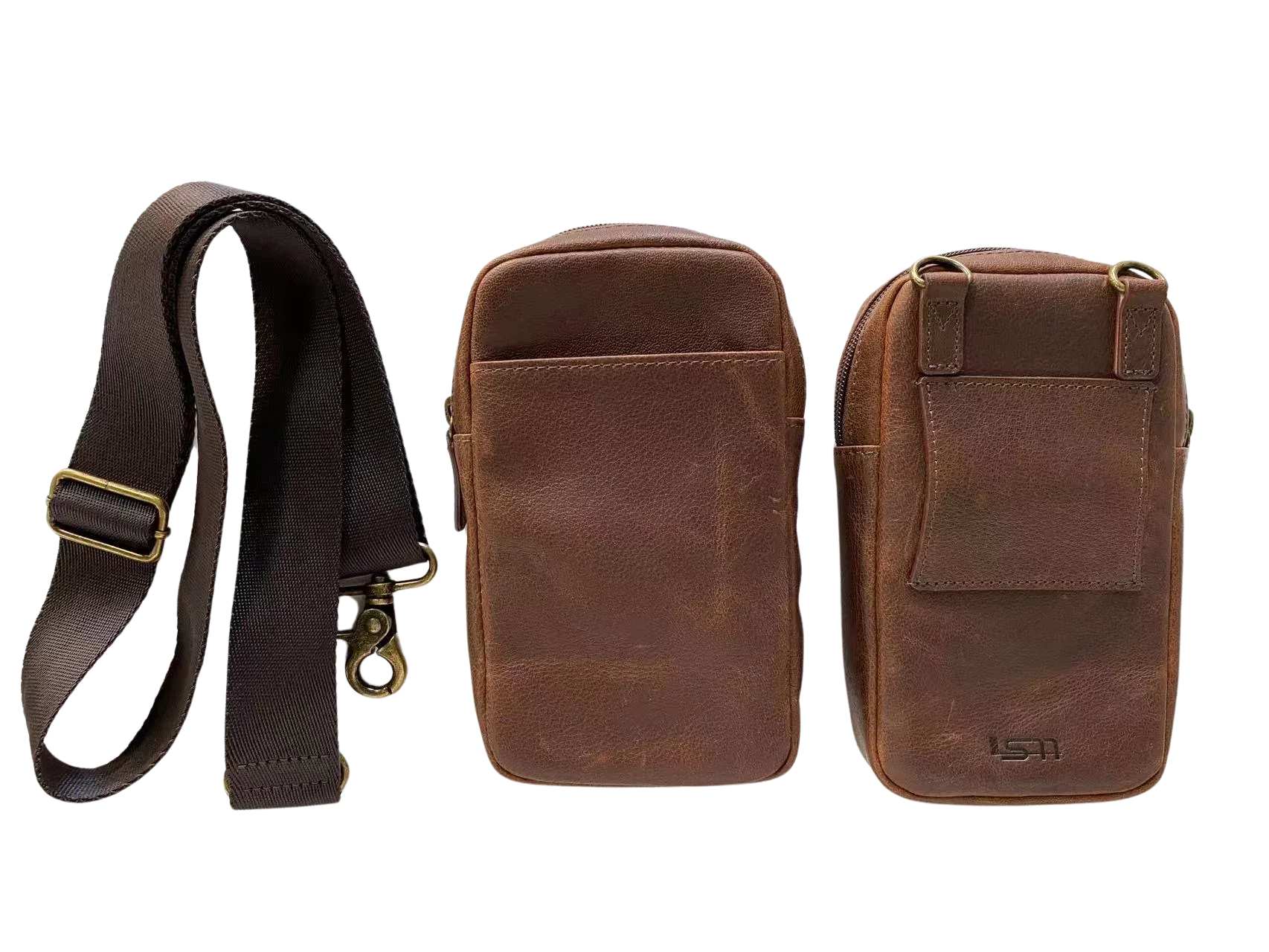 Cambridge Full-Grain Leather Crossbody Phone Bag MiamiLeathers.com