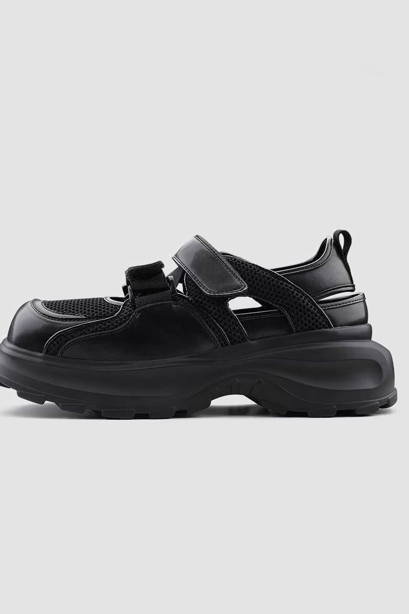 Black Platform Mesh Sneakers - Wolvess