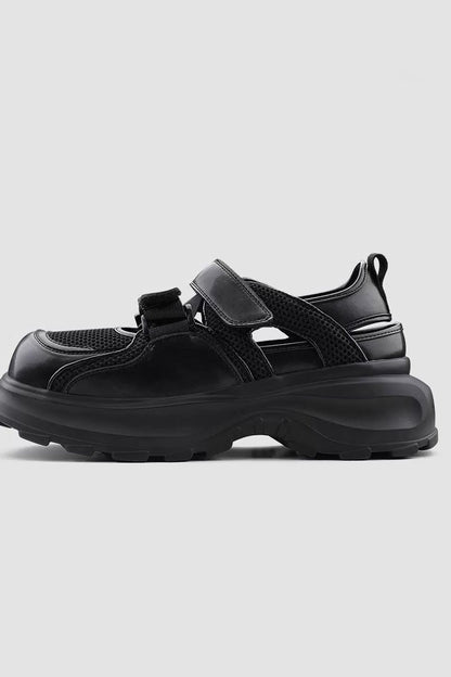 Black Platform Mesh Sneakers - Wolvess
