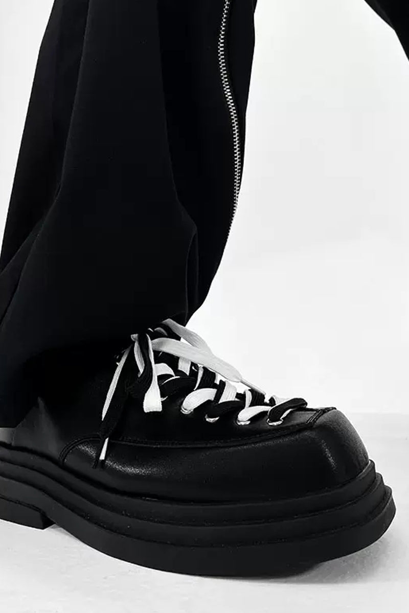Contrast Platform Chunky School Shoes - Wolvess