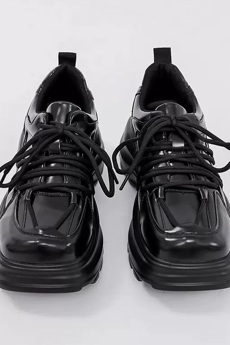 Black Chunky Platform High-Top Sneakers - Wolvess