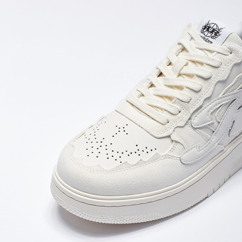 Pattern Platform Sneakers Triple White - Wolvess