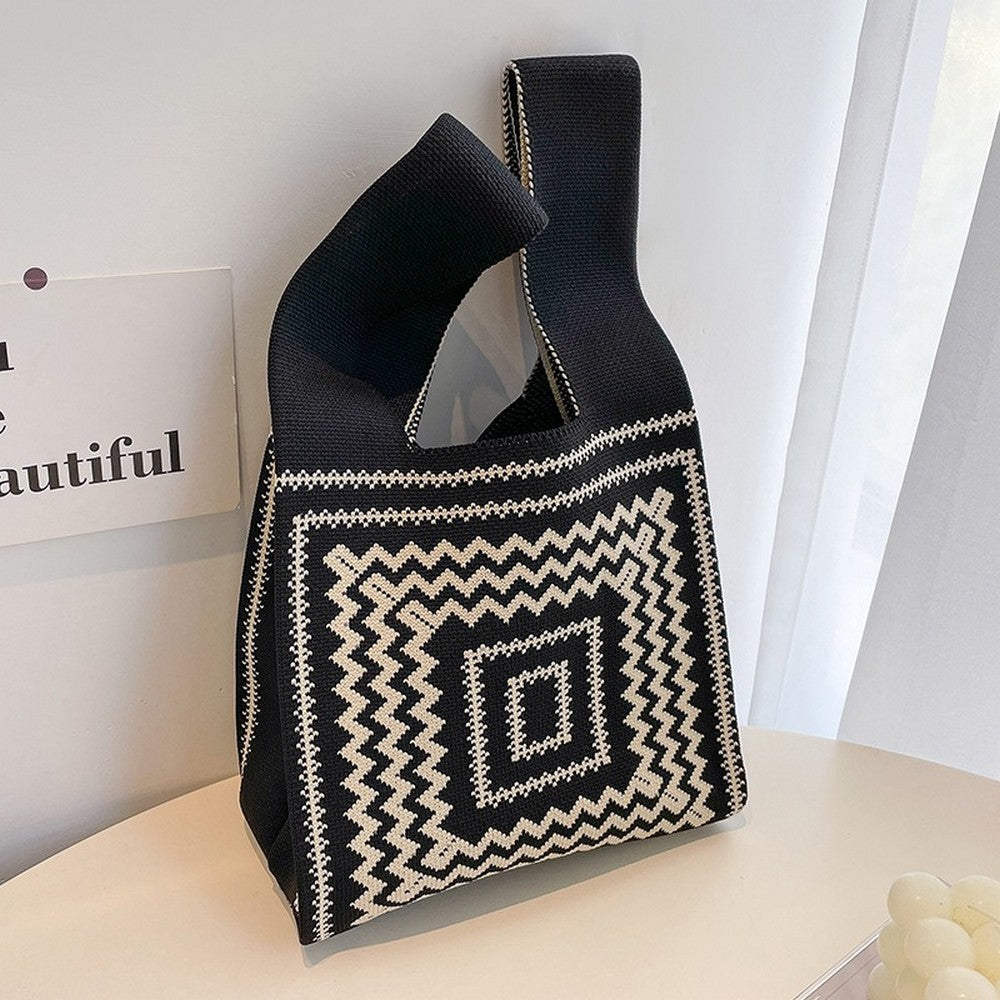 Retro Pattern Knitted Handbag CZ Basics