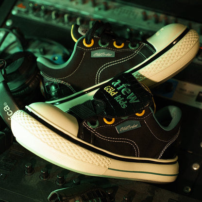 Canvas Platform Sneakers Black Green - Wolvess