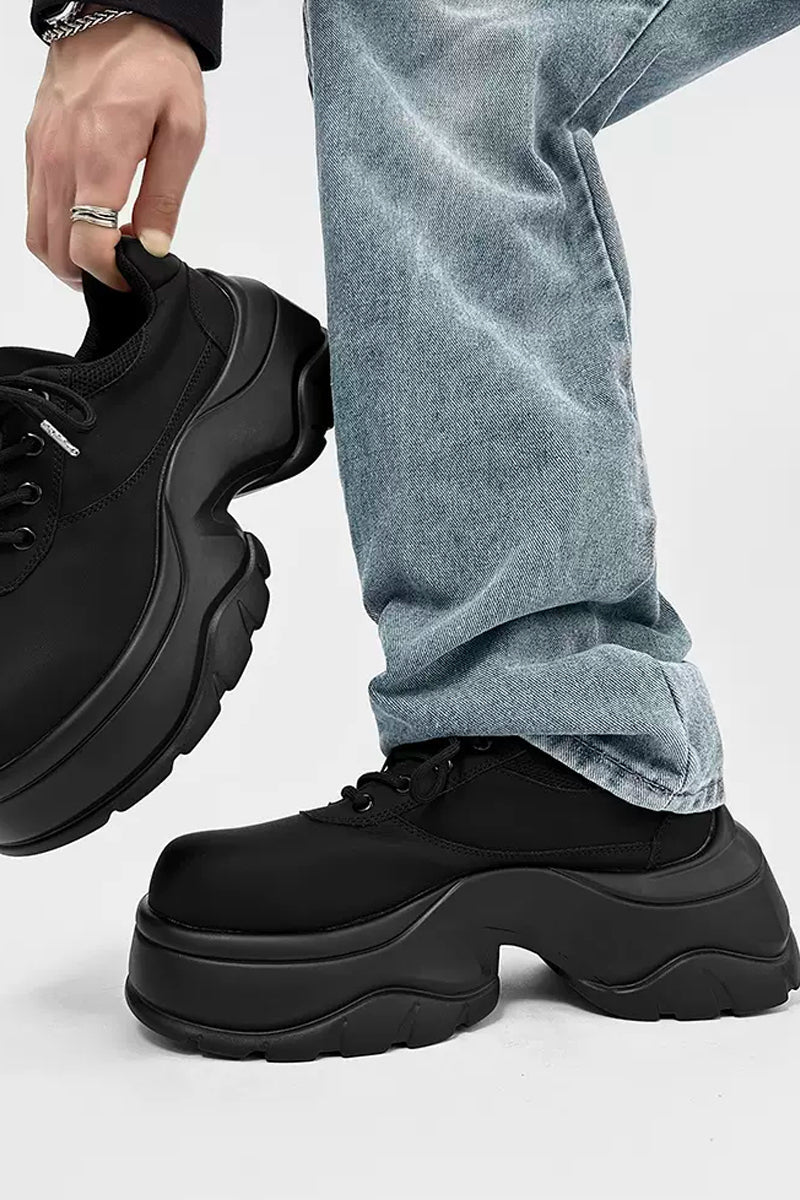 Black Chunky Platform Derby Sneakers - Wolvess