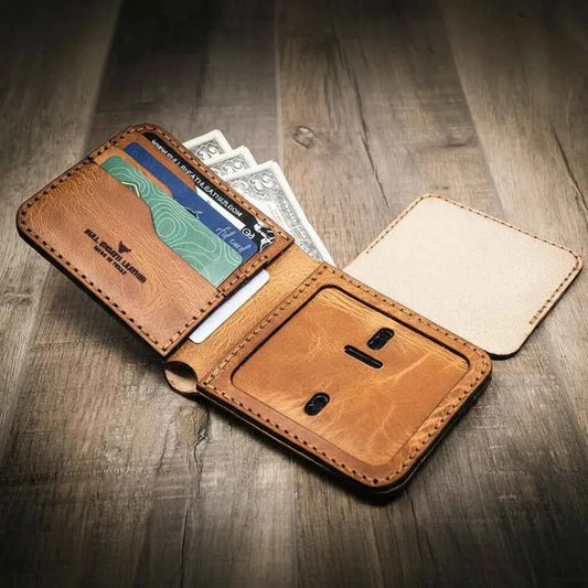 Badge Bifold Wallet - Saddle Tan Bull Sheath Leather