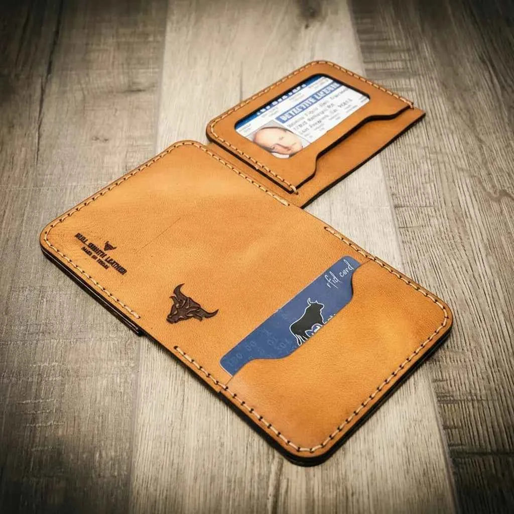 Minimalist Badge Wallet - Saddle Tan Bull Sheath Leather