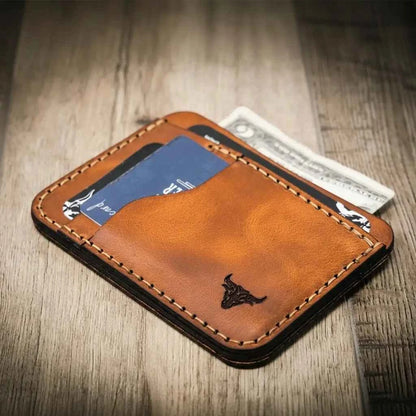 Mansfield Minimalist Wallet - Chestnut Brown Bull Sheath Leather