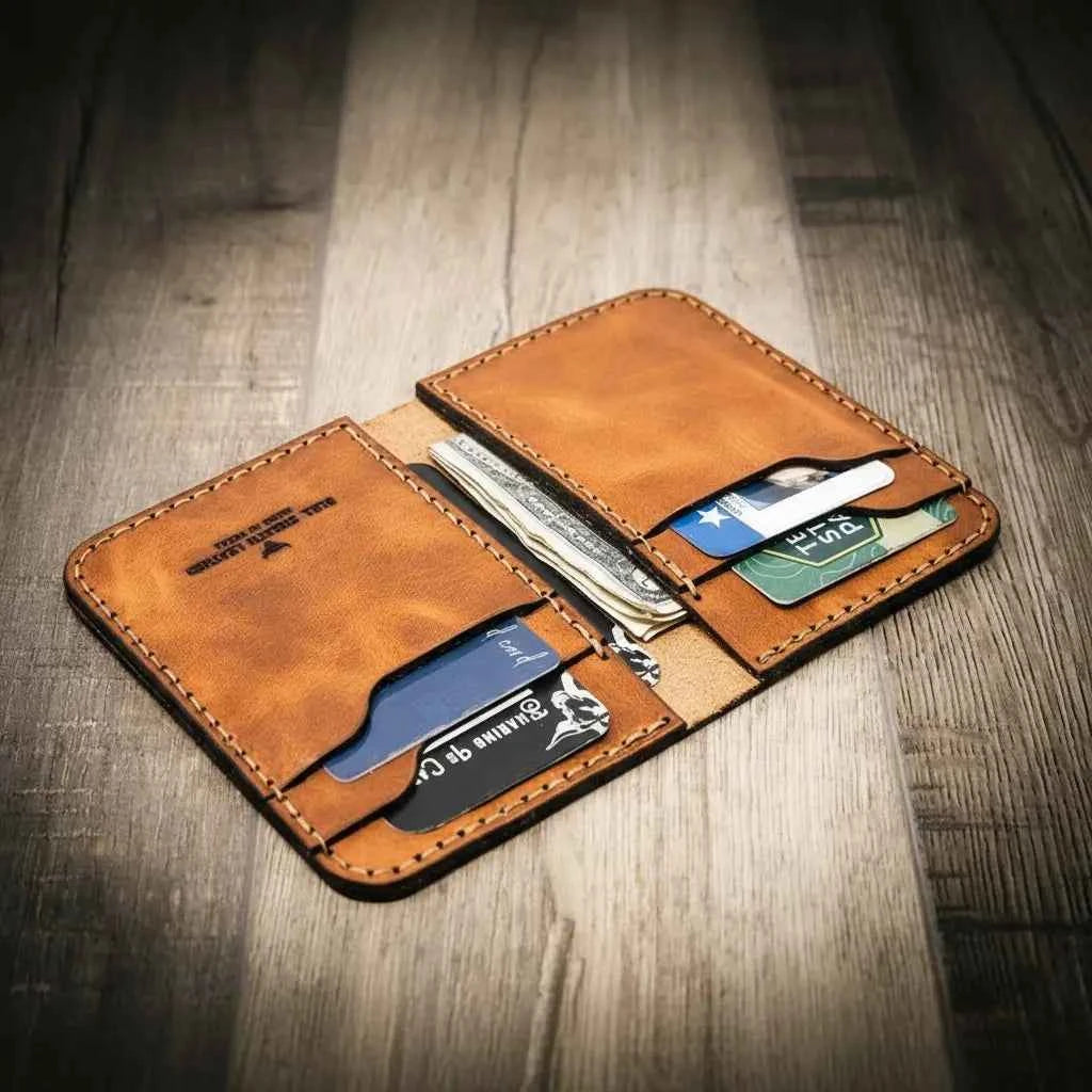 The Tyler Vertical Wallet - Chestnut Brown Bull Sheath Leather