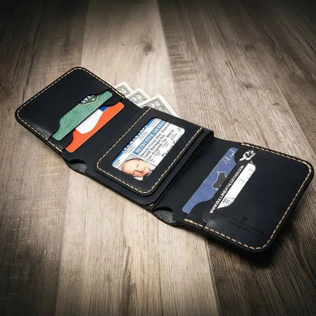 Badge Trifold Wallet Bull Sheath Leather