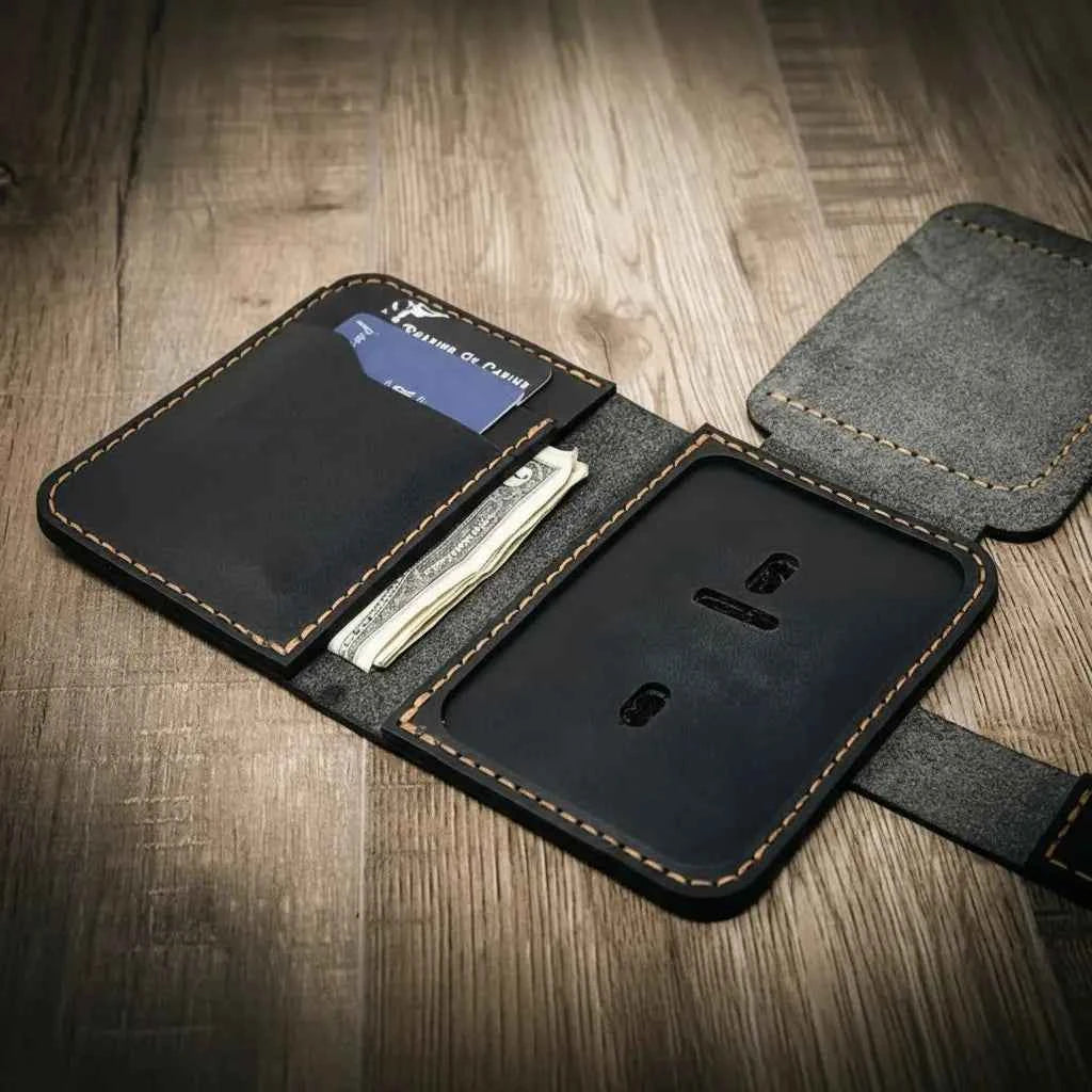 Badge Vertical Wallet - Black