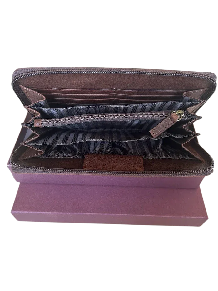 Cambridge Leather Double Zipper Wallet, Mens Wallet MiamiLeathers.com
