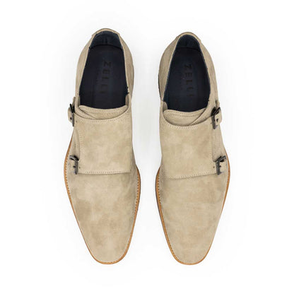 56-105-SND LEGERRA Sueded Goatskin Monkstrap, Sand Zelli Italia