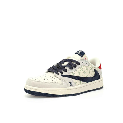 Custom Air Jordan 1 Low OG SP"Beige/Navy LV Monogram