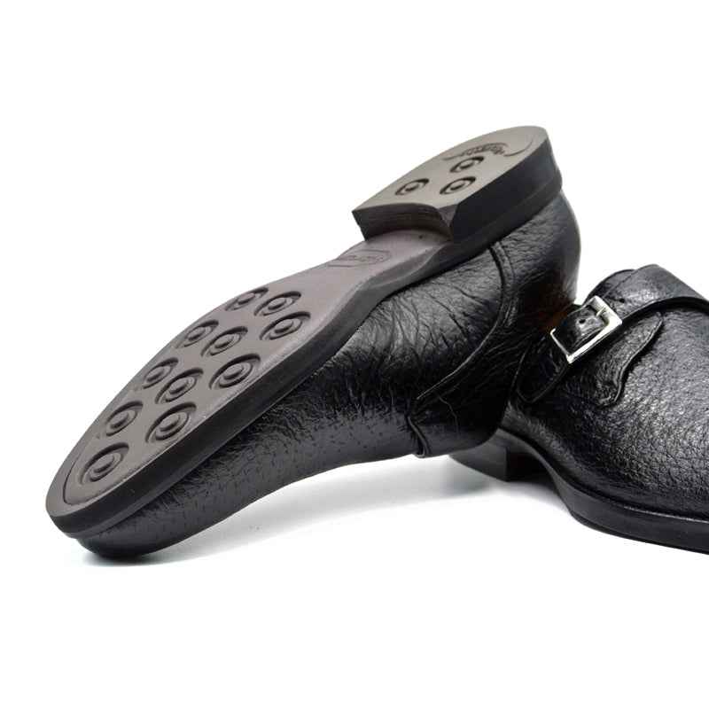 59-503-BLK ROMAN Peccary Monk Strap, Black Zelli Italia