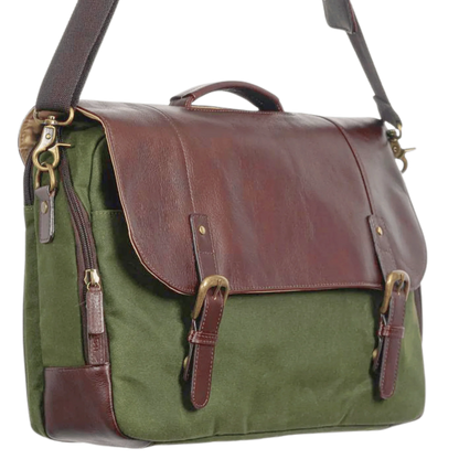 Maxwell Leather & Waxed Canvas Briefcase – Premium Laptop Bag & Canvas Briefcase MiamiLeathers.com
