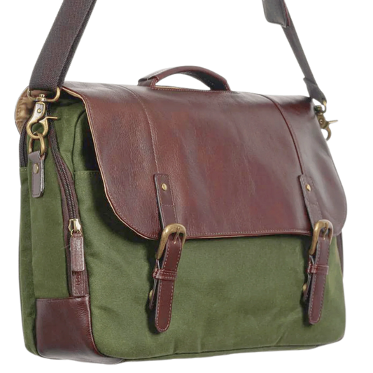 Maxwell Leather & Waxed Canvas Briefcase – Premium Laptop Bag & Canvas Briefcase MiamiLeathers.com