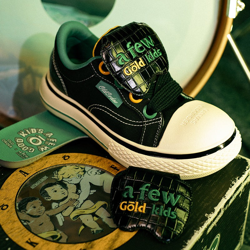 Canvas Platform Sneakers Black Green - Wolvess