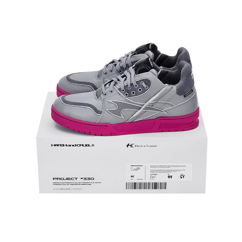 Grey and Pink Classic Low Top Sneakers - Wolvess