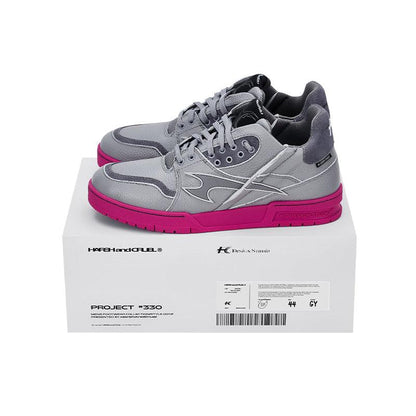 Grey and Pink Classic Low Top Sneakers - Wolvess