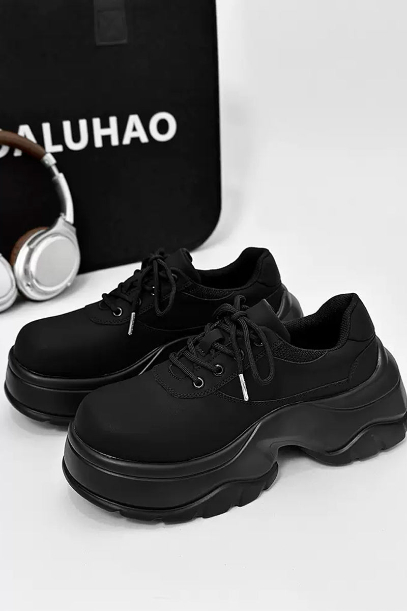 Black Chunky Platform Derby Sneakers - Wolvess