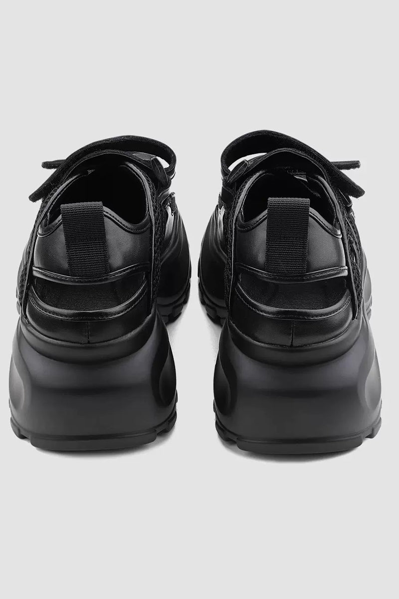Black Platform Mesh Sneakers - Wolvess