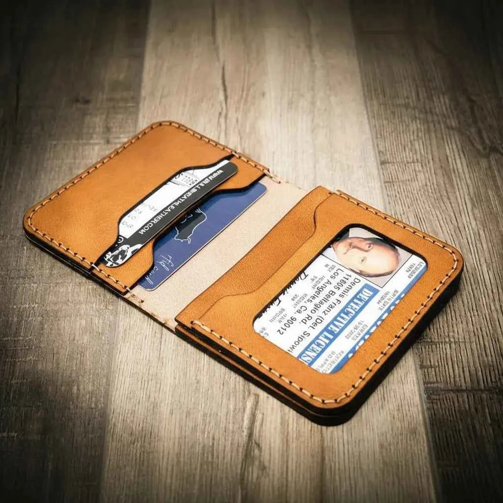 Minimalist Badge Wallet - Saddle Tan Bull Sheath Leather
