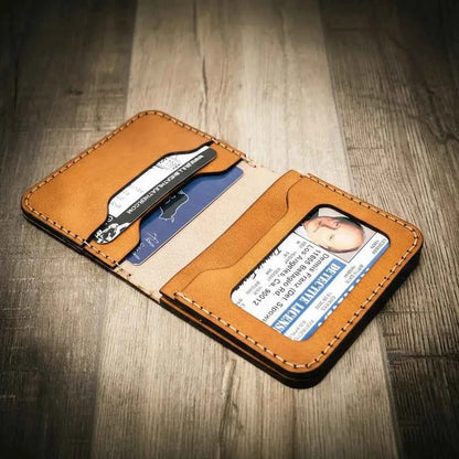 Minimalist Badge Wallet - Saddle Tan Bull Sheath Leather