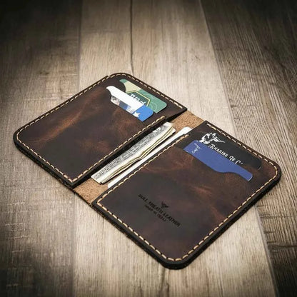 Western Vertical Wallet - Walnut Brown Bull Sheath Leather