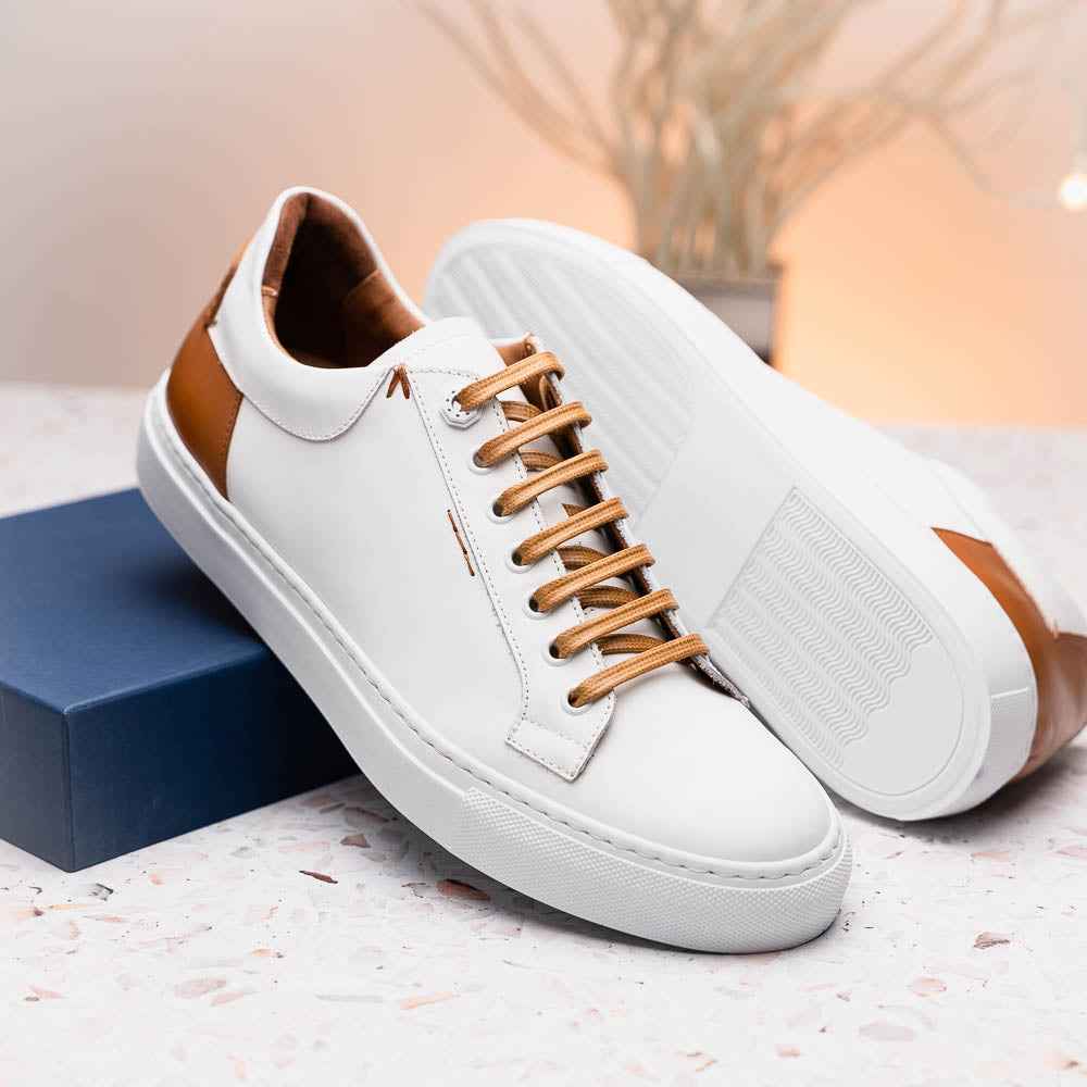 65-229-WHT Diaz Rubberized Calfskin Sneaker White Zelli Italia
