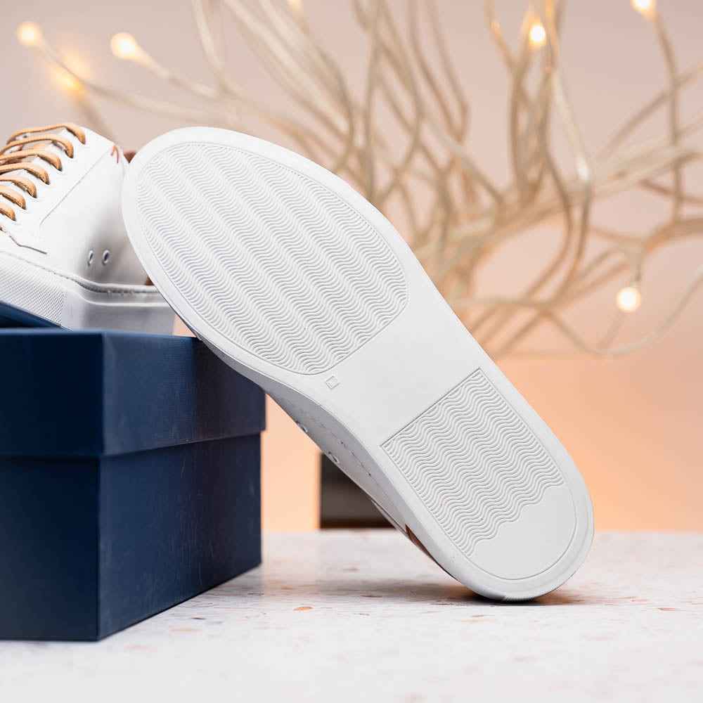 65-229-WHT Diaz Rubberized Calfskin Sneaker White Zelli Italia