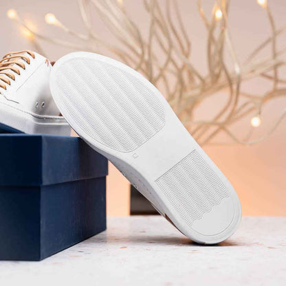 65-229-WHT Diaz Rubberized Calfskin Sneaker White Zelli Italia