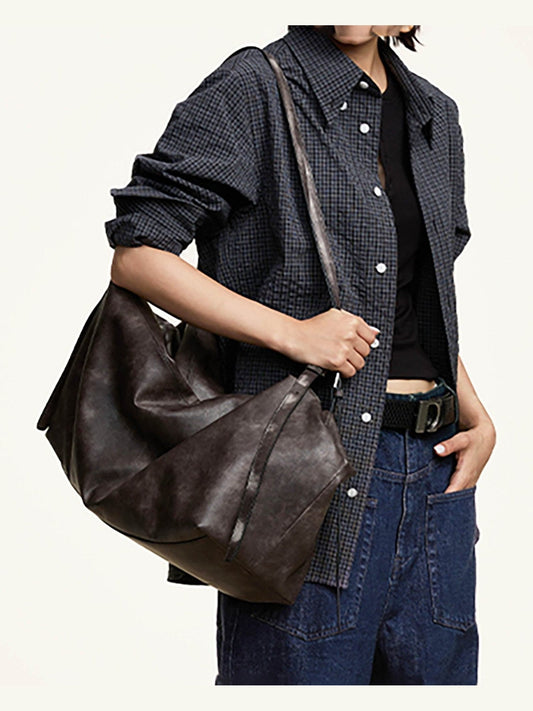 Distressed Leather Hobo Bag - Wolvess