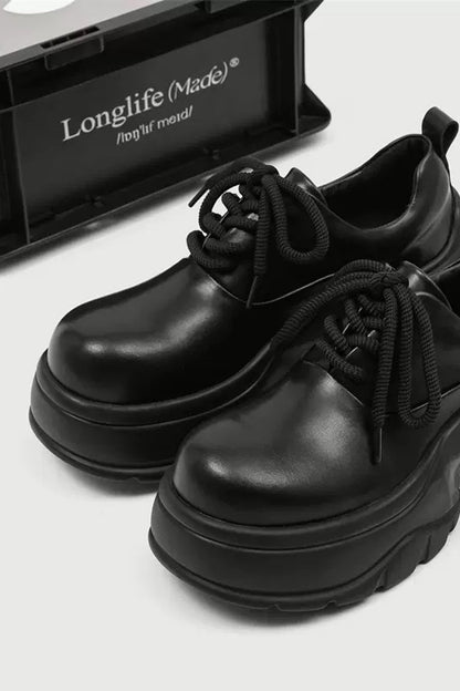 Black Chunky Platform Derby Sneakers - Wolvess
