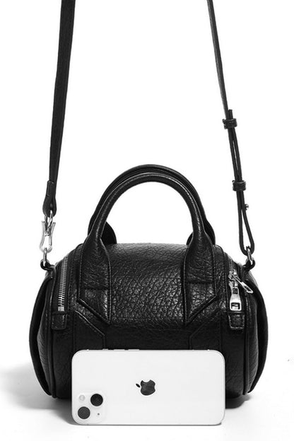 Black Mini Barrel Crossbody Bag - Wolvess