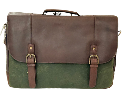 Maxwell Leather & Waxed Canvas Briefcase – Premium Laptop Bag & Canvas Briefcase MiamiLeathers.com