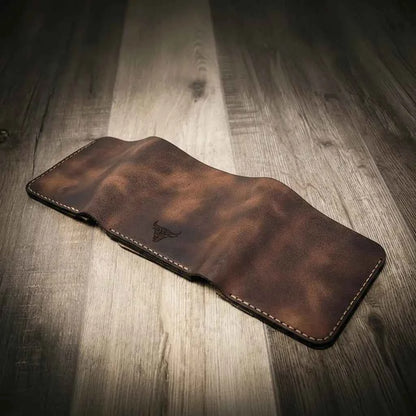 Badge Trifold Wallet Bull Sheath Leather