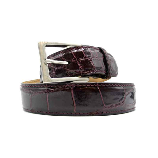 70-100-BDX ALLIGATOR Belt, Bordeaux Zelli Italia