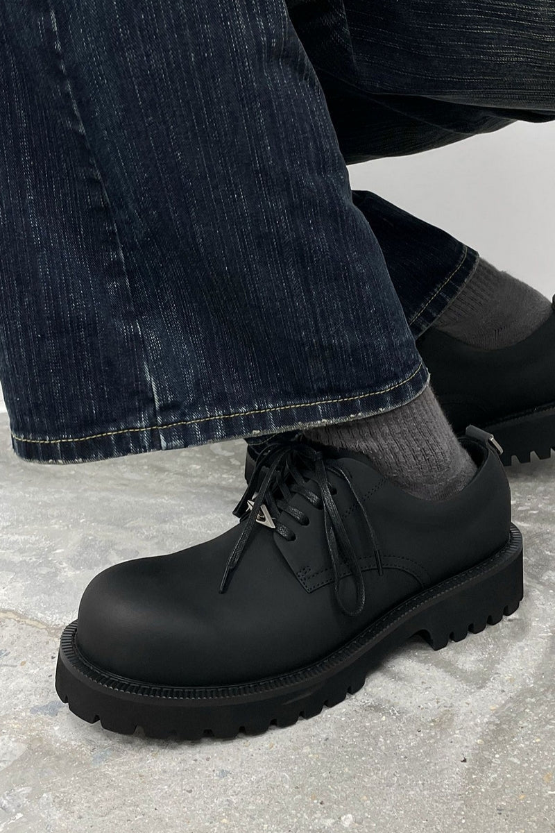 Leather Lug Sole Derby Shoes - Wolvess