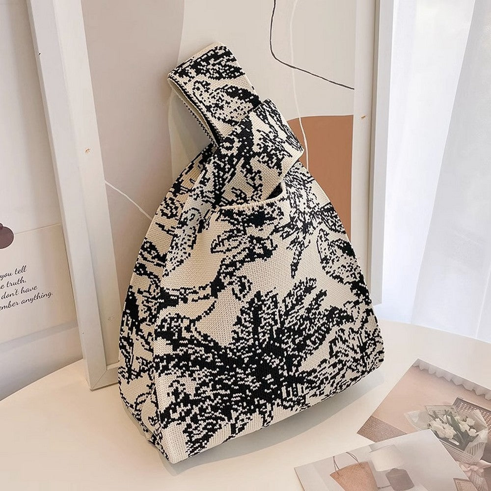 Retro Pattern Knit Storage Pouch - Wolvess