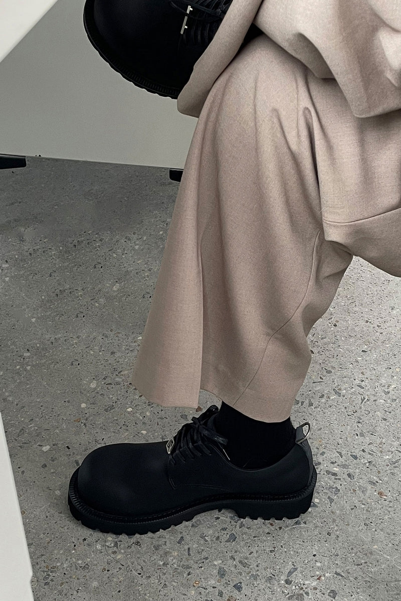 Leather Lug Sole Derby Shoes - Wolvess