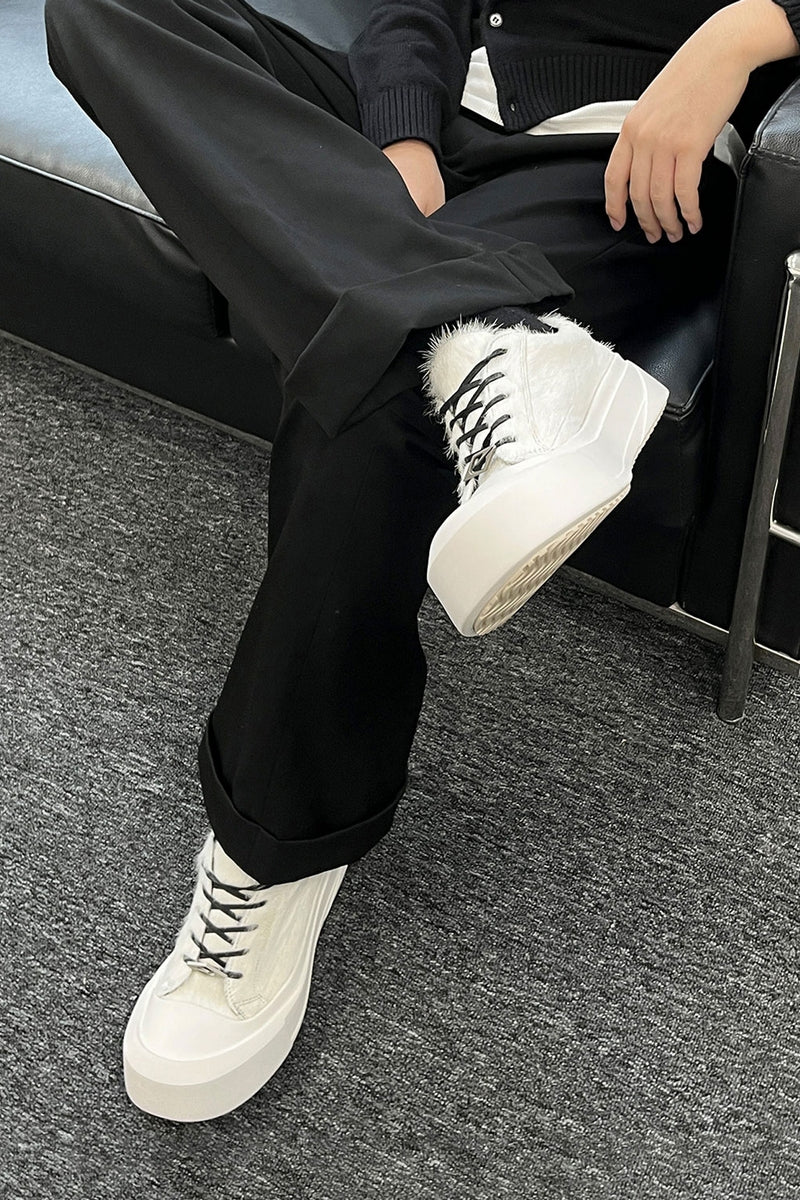 Suede Platform Distressed Sneakers - Wolvess